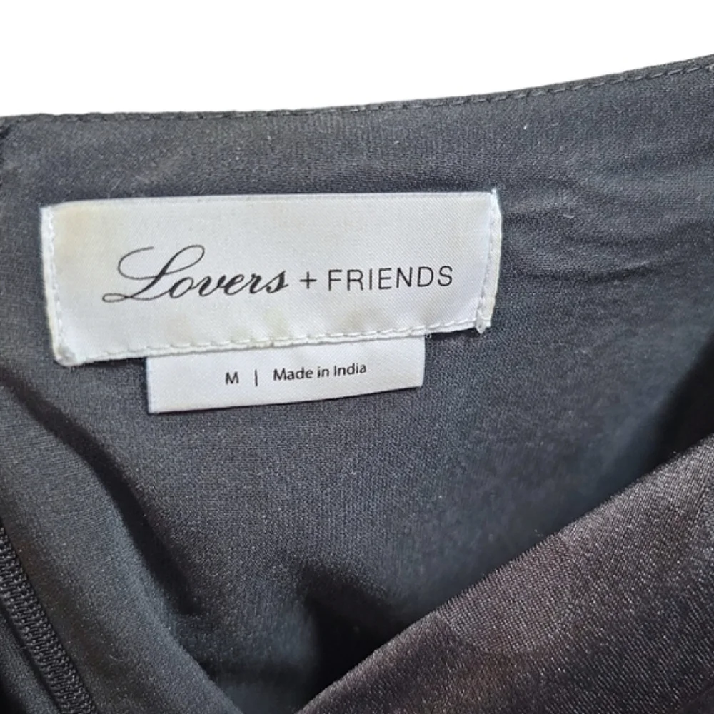 Lovers + Friends Katri Jacquard Puff Sleeve Cocktail Polka Dot Dress Black Med - Picture 10 of 12